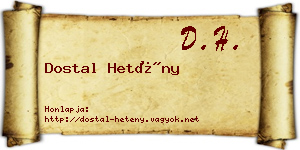 Dostal Hetény névjegykártya